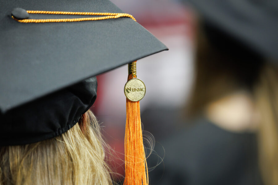 Graduation cap during UNMC's Omaha commencement